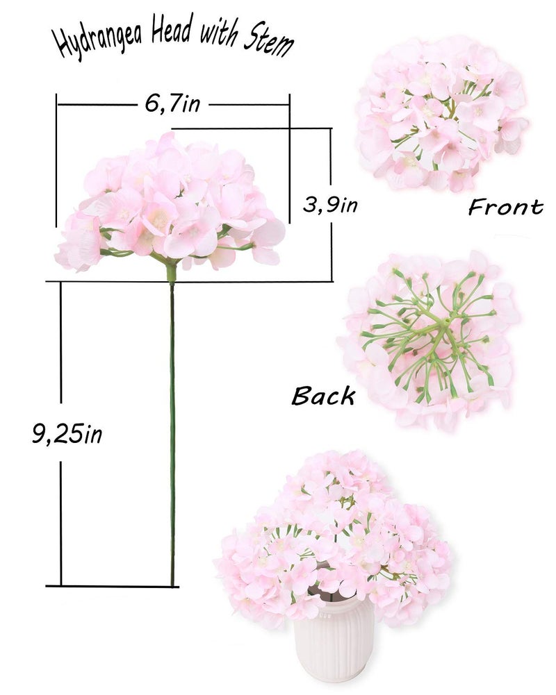 LUSHIDI 10PCS Silk Hydrangea Heads with Stems Artificial Flowers for Wedding Party Home Decor (Pink 2#) - Image 5